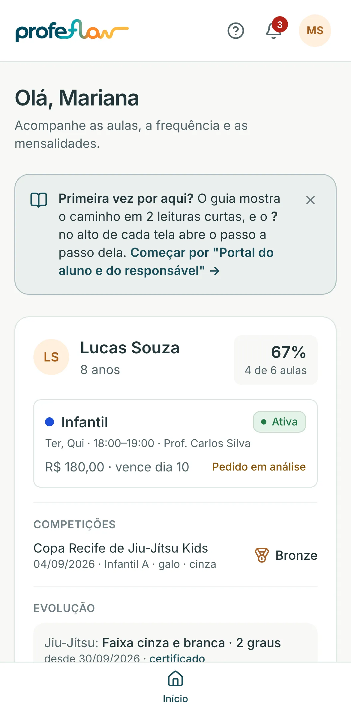 Portal do responsável no celular